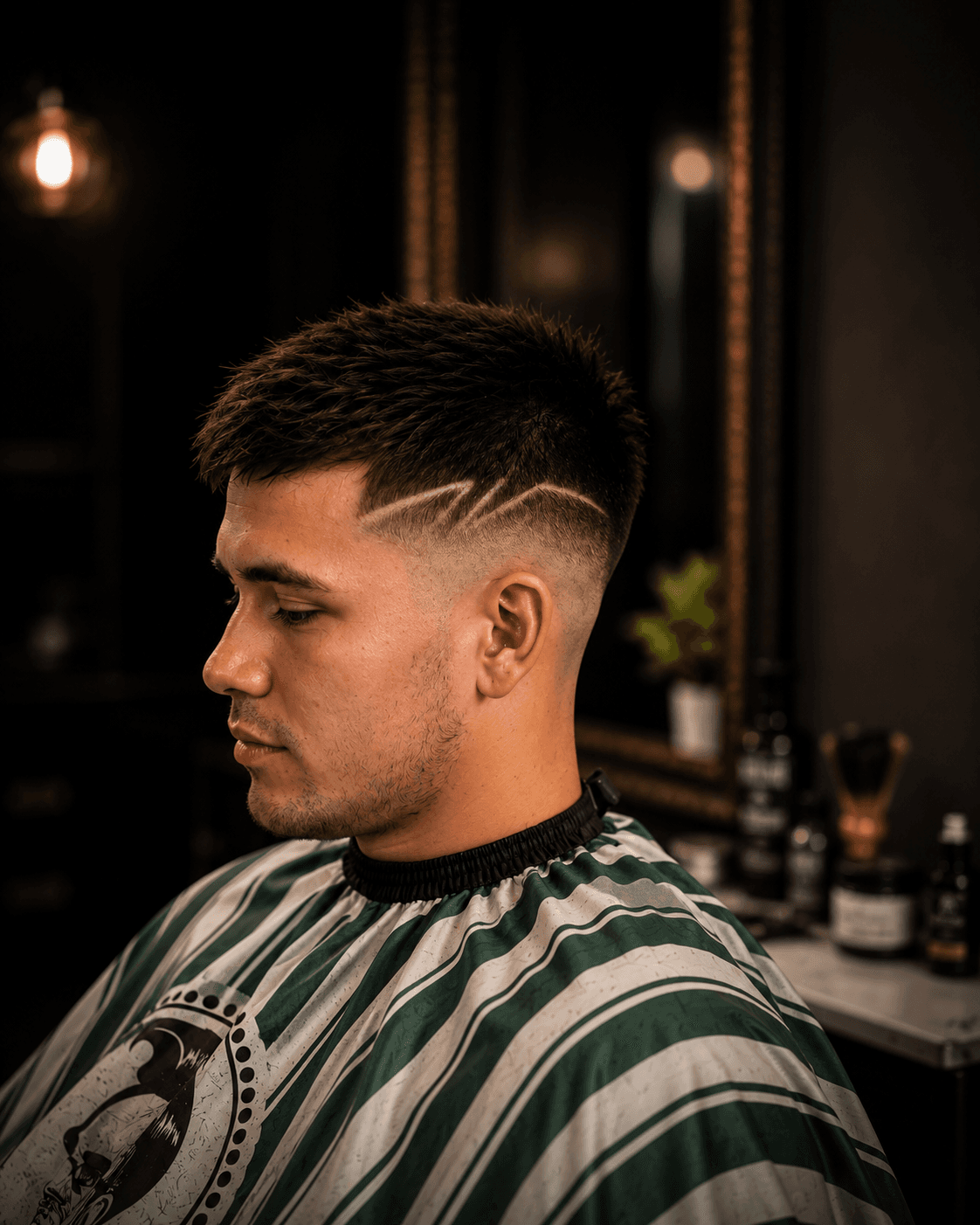 Haircut with lines at Mana Fade Barber Studio Hobart